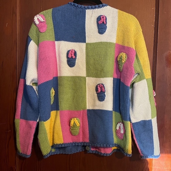 Colorful Patchwork Sweater Sandals - Blue, Yellow, Pink, Green - Picture 6 of 6